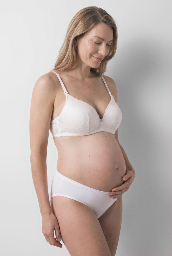 Women'secret Beli čipkasti trouglasti grudnjak za dojilje sa punjenjem LOVELY Bela