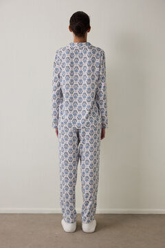 Penti Conjunto de pijama de manga comprida com estampado de flores azuis