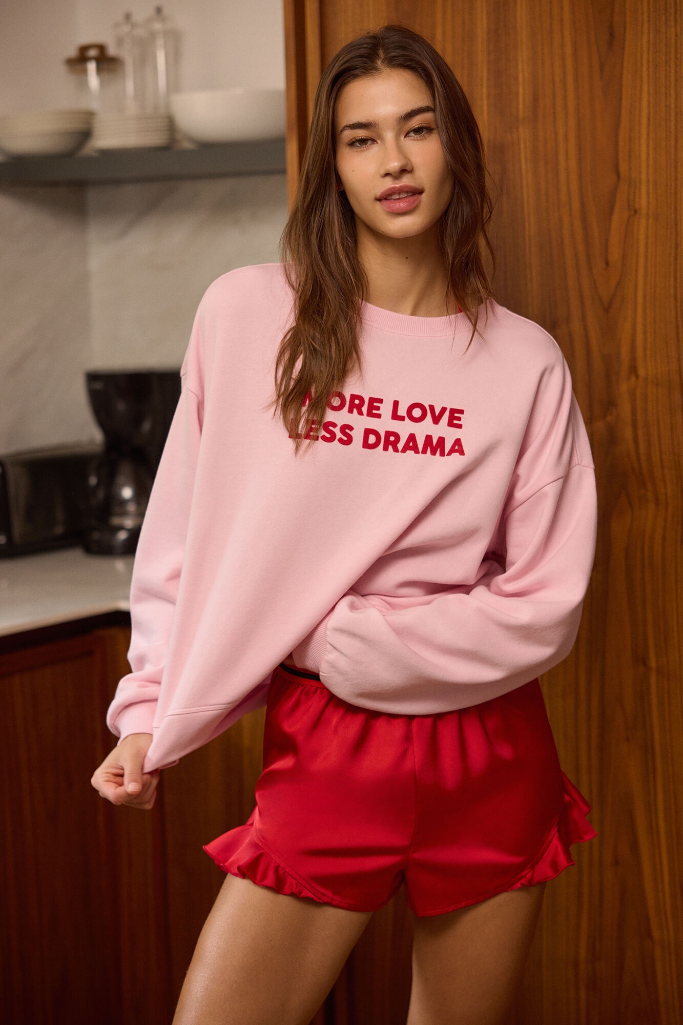 Women'secret Roze pamučni duks