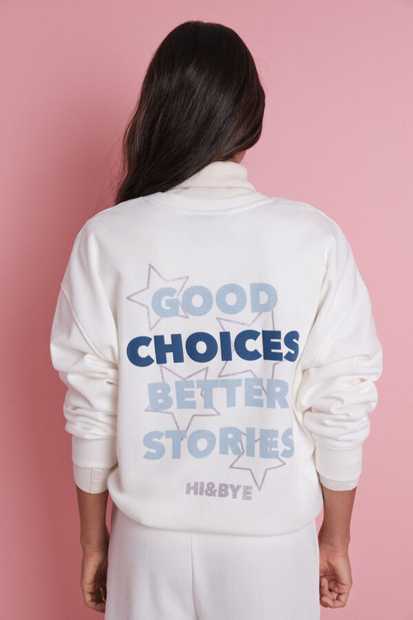 HI&BYE Bela flis duks sa logo Bež