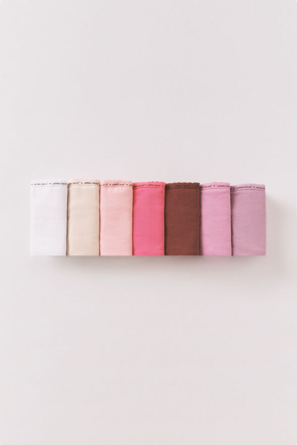 Women'secret Roze pamučne 7-delne tanga gaćice Print