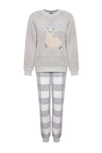 Trendyol Conjunto pijama polar cuadros gris