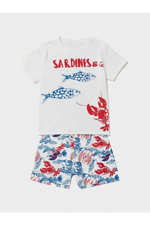 Gisela Pijama estampado marino blanco