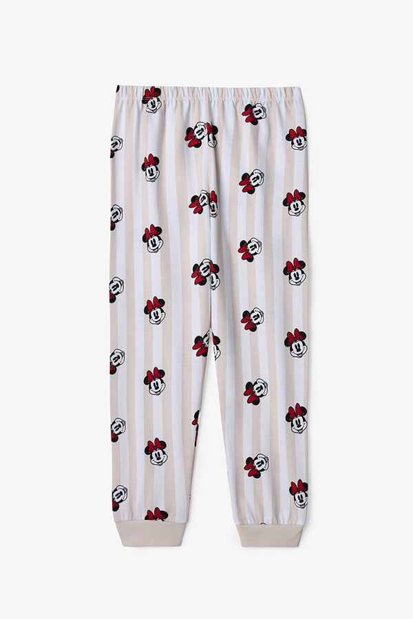 Penti Conjunto de pijama de manga comprida com estampado da Minnie Mouse para meninas, 2 peças branco