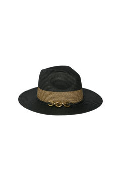 Womensecret Chapéu rústico com detalhe dourado. preto