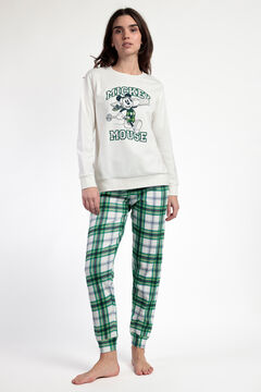 Admas Pijama comprido felpa xadrez 100% algod&atilde;o Ski Mickey