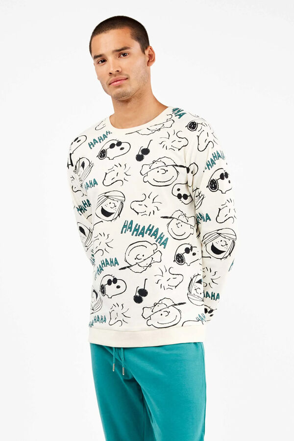 Gisela Snoopy men's pyjamas set in jersey-knit knit white