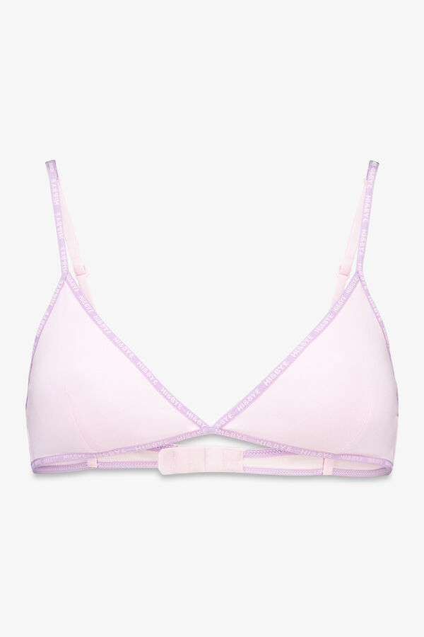 HI&BYE Rózsaszín pamut háromszög fazonú melltartó kivehető kosarak rózsaszín