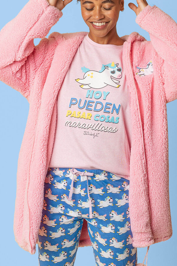 Mr. Wonderful Mr.Wonderful Unicorn Women's Bathrobe pink