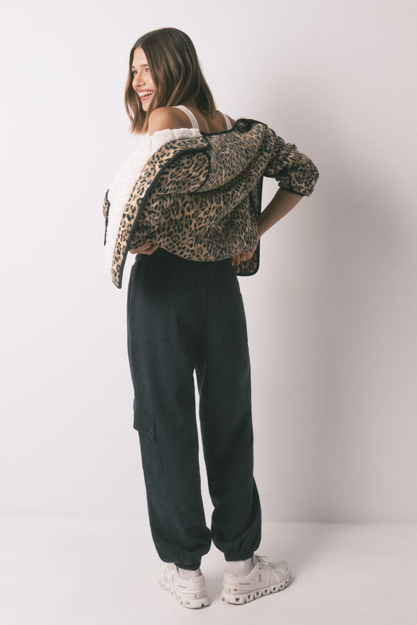 Women'secret Duge pantalone od finog sivog pli&scaron;a Siva