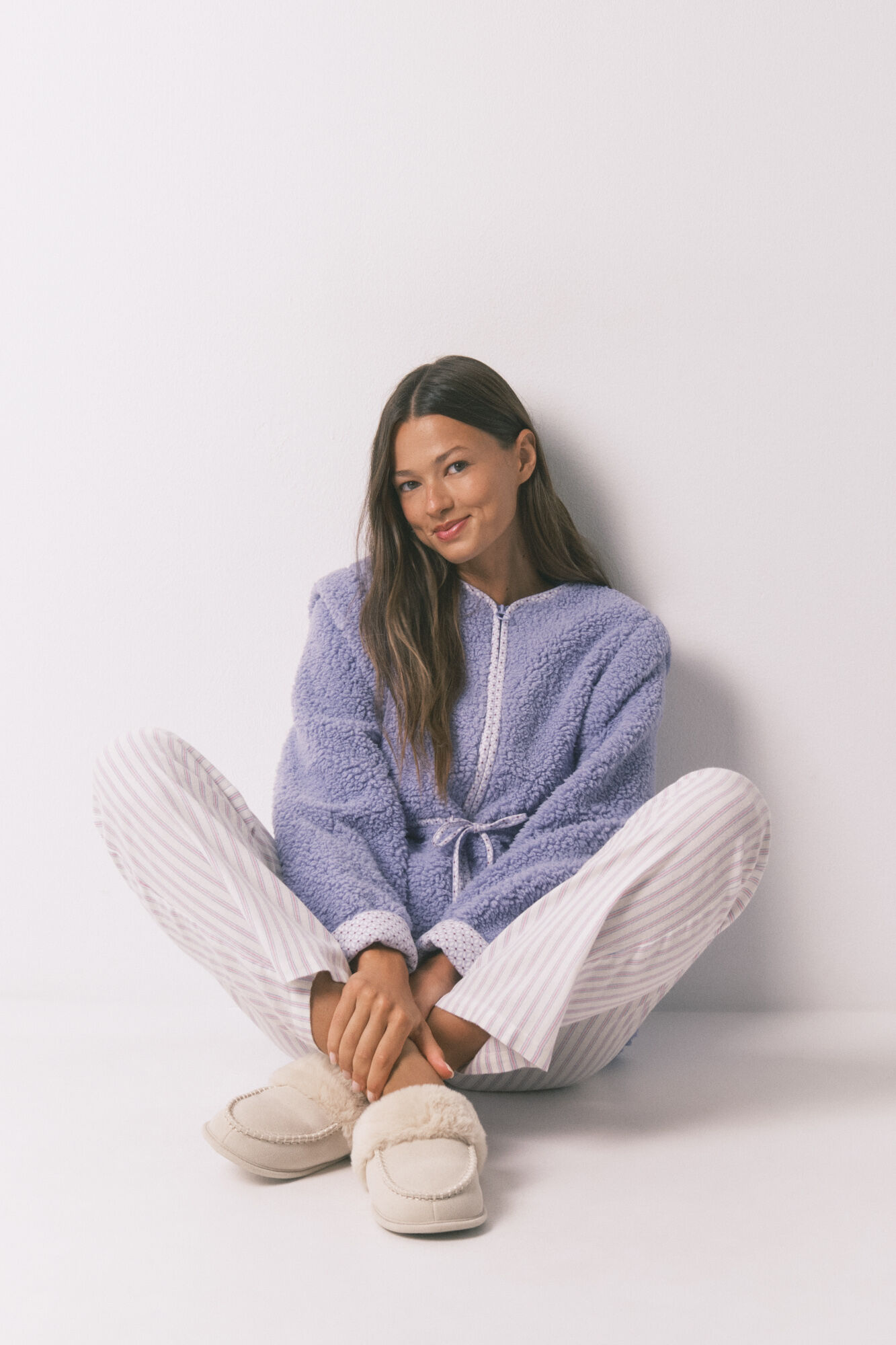 Women'secret Duge flanelske pantalone sa raznobojni pruge printom