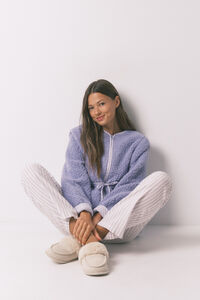 Women'secret Duge flanelske pantalone sa raznobojni pruge printom