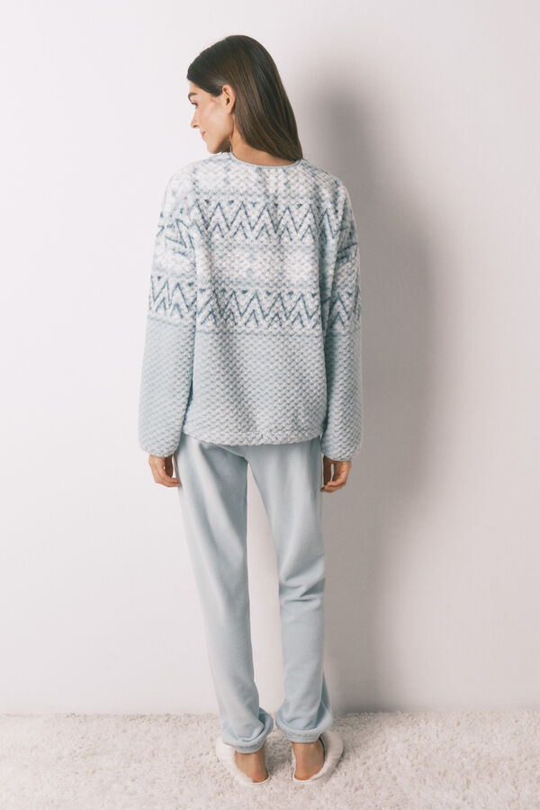 Women'secret Long green fleece border print pyjamas Print