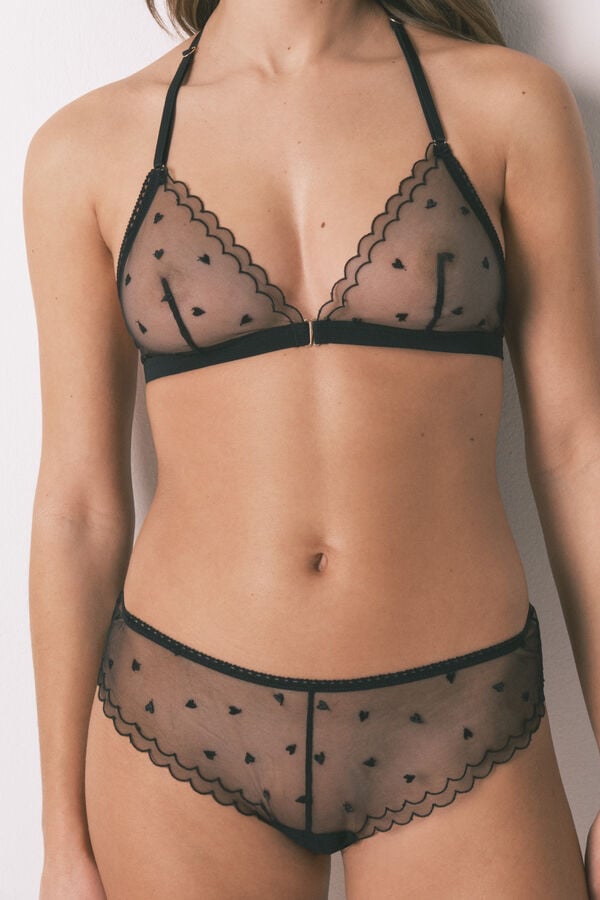 Women'secret Crne &scaron;iroke brazilske gaćice od vezenog tila Crna