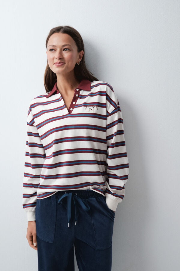 Women'secret Beli i bordo polo sa prugama Print