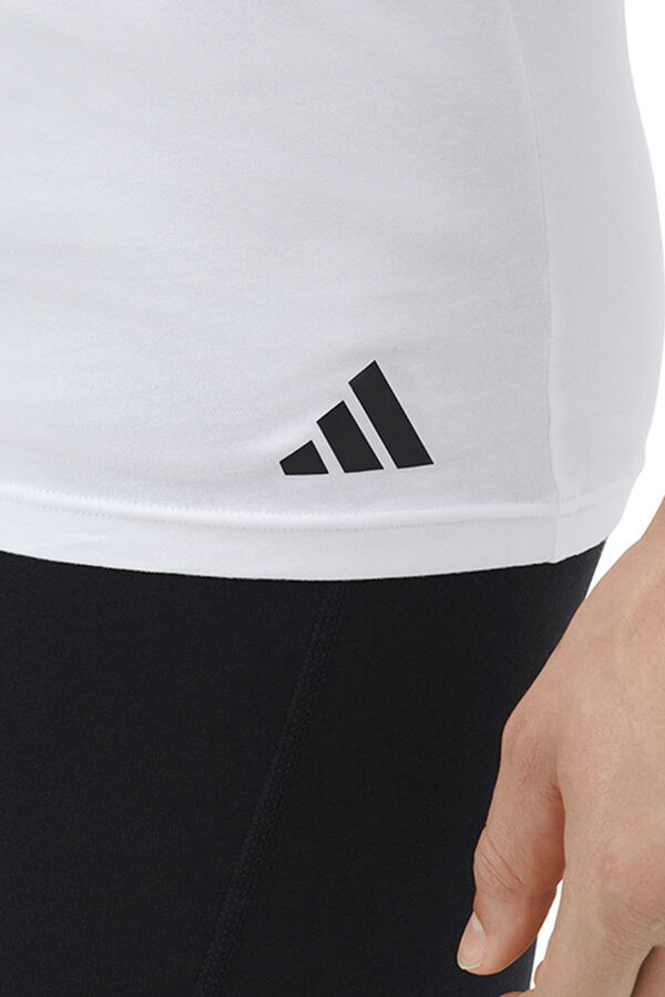 Adidas Pacote com 2 camisetas para homem de algod&atilde;o el&aacute;stico com gola em bico branco
