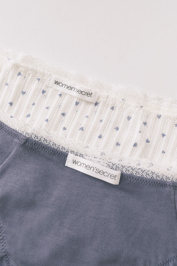 Women'secret Pakovanje od 2 komada plavih pamučnih &scaron;irokih gaćica sa belim printom Print