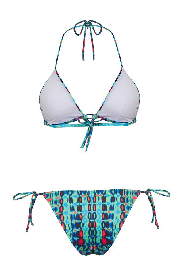 Trendyol Conjunto de bikini triangular tie-dye estampado