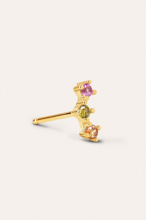 Singularu Pendiente Suelto Triple Spark Color Plata Ba&ntilde;o Oro amarillo