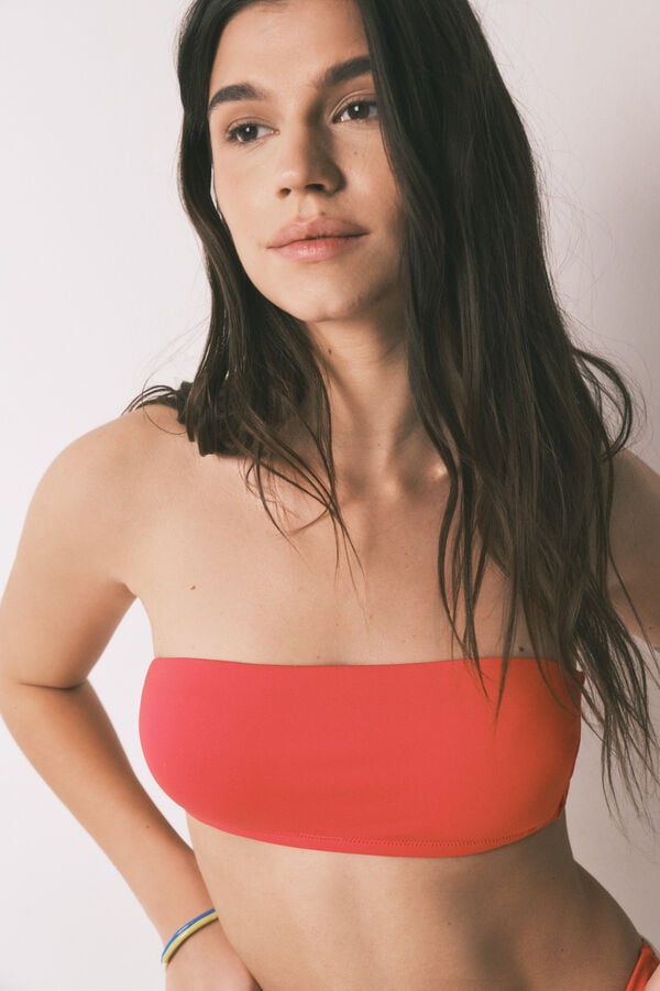 HI&BYE Crveni jednobojni top bikini bandeau Crvena