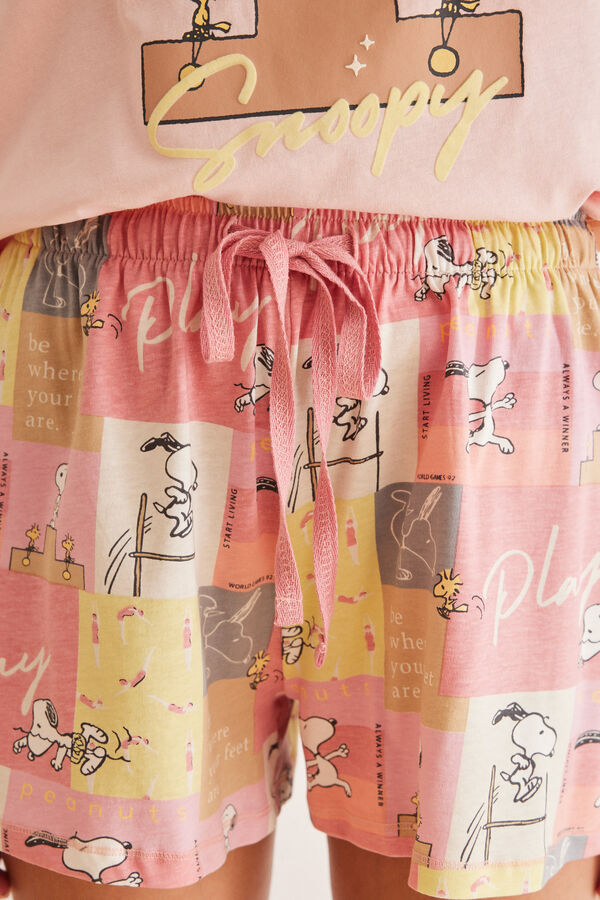 Womensecret Pyjama court 100 % coton Snoopy "Always" rose