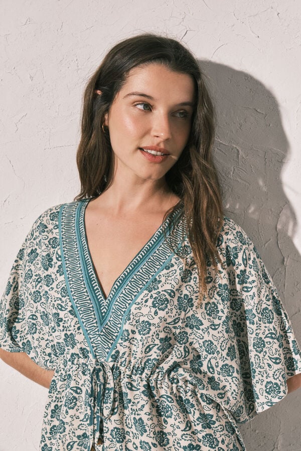 Women'secret Zelena kratka tunika haljina sa boho printom Zelena