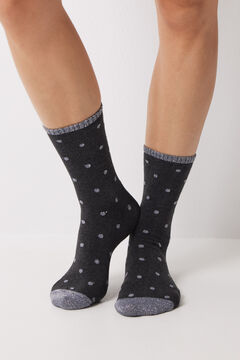 Women'secret Calcetines largos negros puntos gris