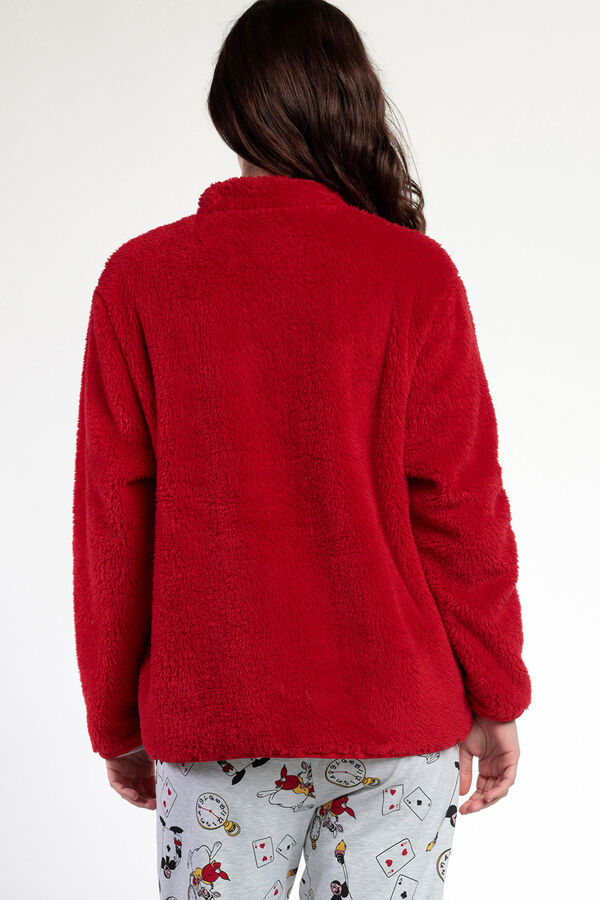 Admas Bata corta borrego Alicia Wonderland para mujer rojo