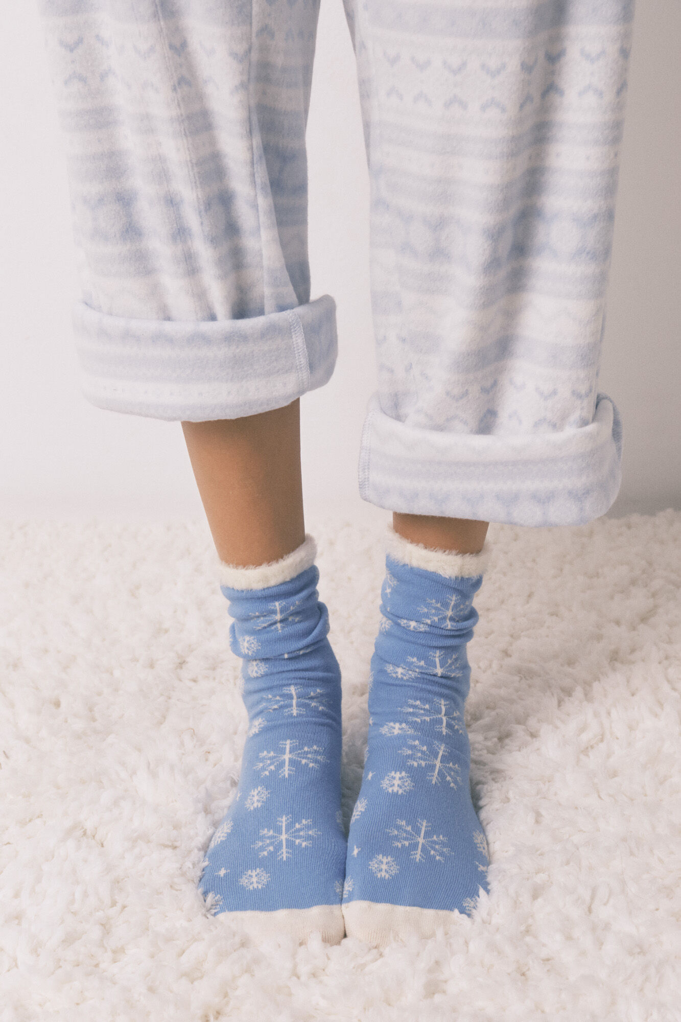 Women'secret Calcetines largos print copos nieve