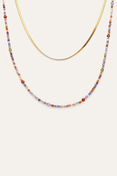 Singularu Collar Doble Crystals Lisse Acero Ba&ntilde;o Oro