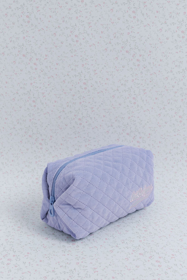 HI&BYE Neceser terciopelo logo bordado azul claro azul