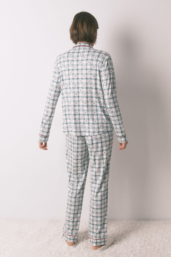 Women'secret Duga zelena ko&scaron;ulja pidžama ko&scaron;ulja sa kariranim printom Print