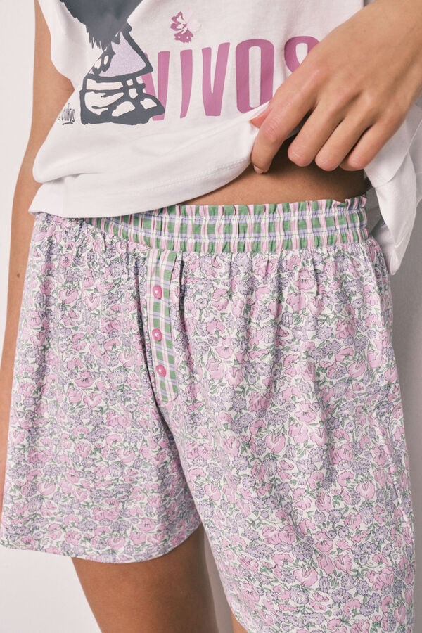 Women'secret Pijama curto em algod&atilde;o Mafalda bege