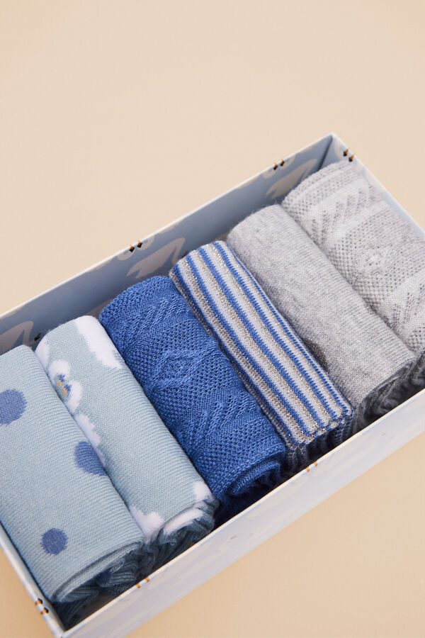 Women'secret Mint&aacute;s zoknik, 6 db-os csomag k&eacute;k