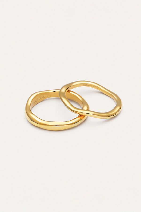Singularu Pack 2 Nea gold-plated steel rings estampado