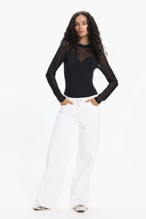 Pieces Macacão de manga comprida preto