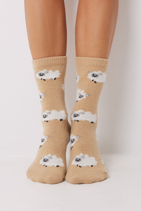 Women'secret Brown thick long socks nude