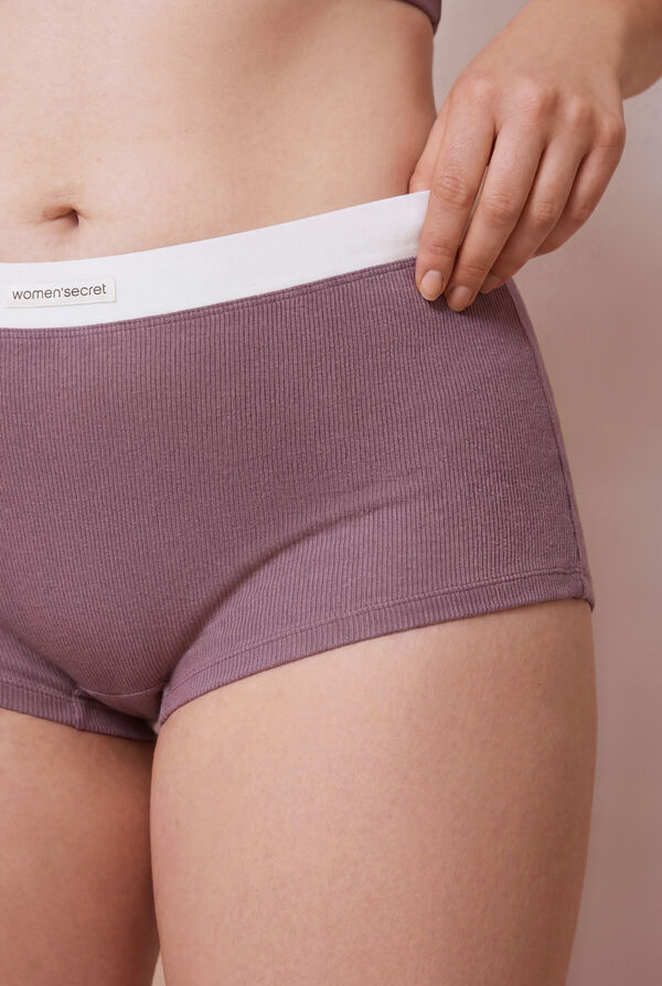 Women'secret Ljubičaste rebraste bokserice bez &scaron;avova Ljubičasta