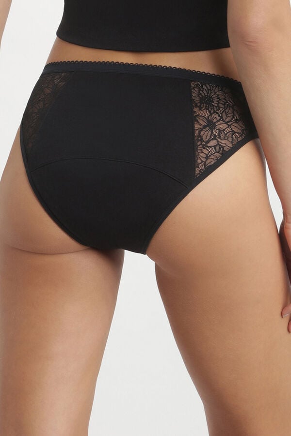 DIM Calcinha de renda com fluxo intenso DIM  preto
