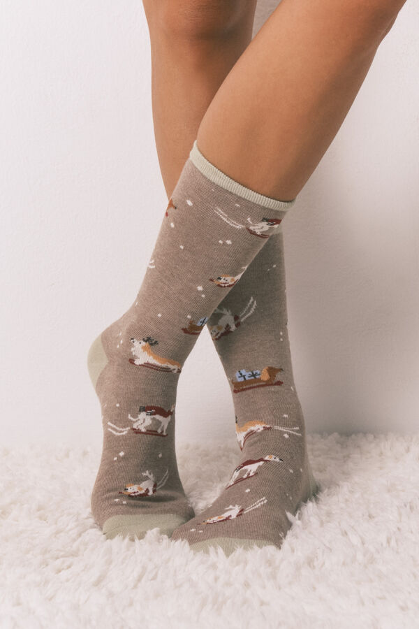 Women'secret Paket od 6 dugih pamučnih čarape za pse   Zelena