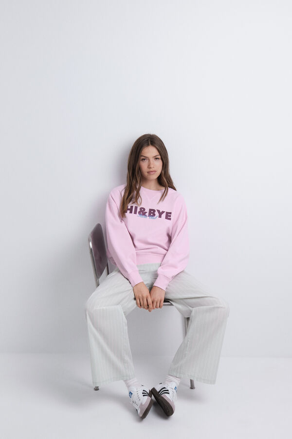 HI&BYE Sudadera felpa lisa rosa rosa