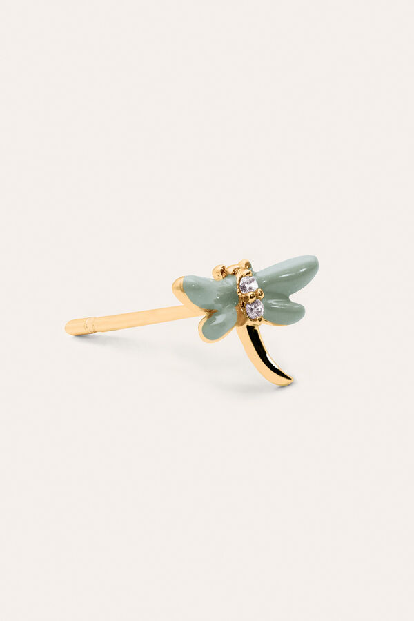 Singularu Pendiente Suelto Lib&eacute;lula Plata Ba&ntilde;o Oro amarillo