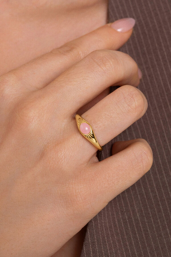 Singularu Olivia Rose Quartz gold-plated silver ring printed