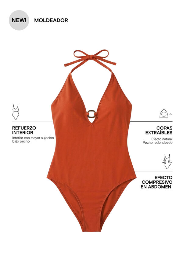 Women'secret Narandžasti kupaći kostim za oblikovanje sa V-izrezom Narandžasta