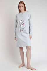 Admas Camisa de dormir manga comprida gata Marie Disney cinzento