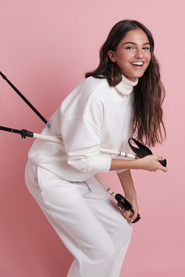 HI&BYE Duge bele pli&scaron;ane zvonaste pantalone Bela