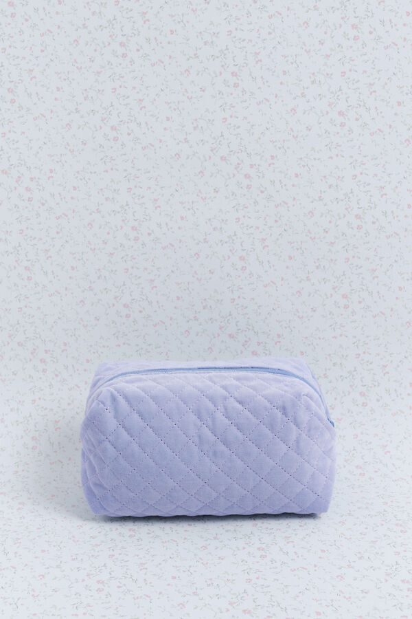 HI&BYE Neceser terciopelo logo bordado azul claro azul