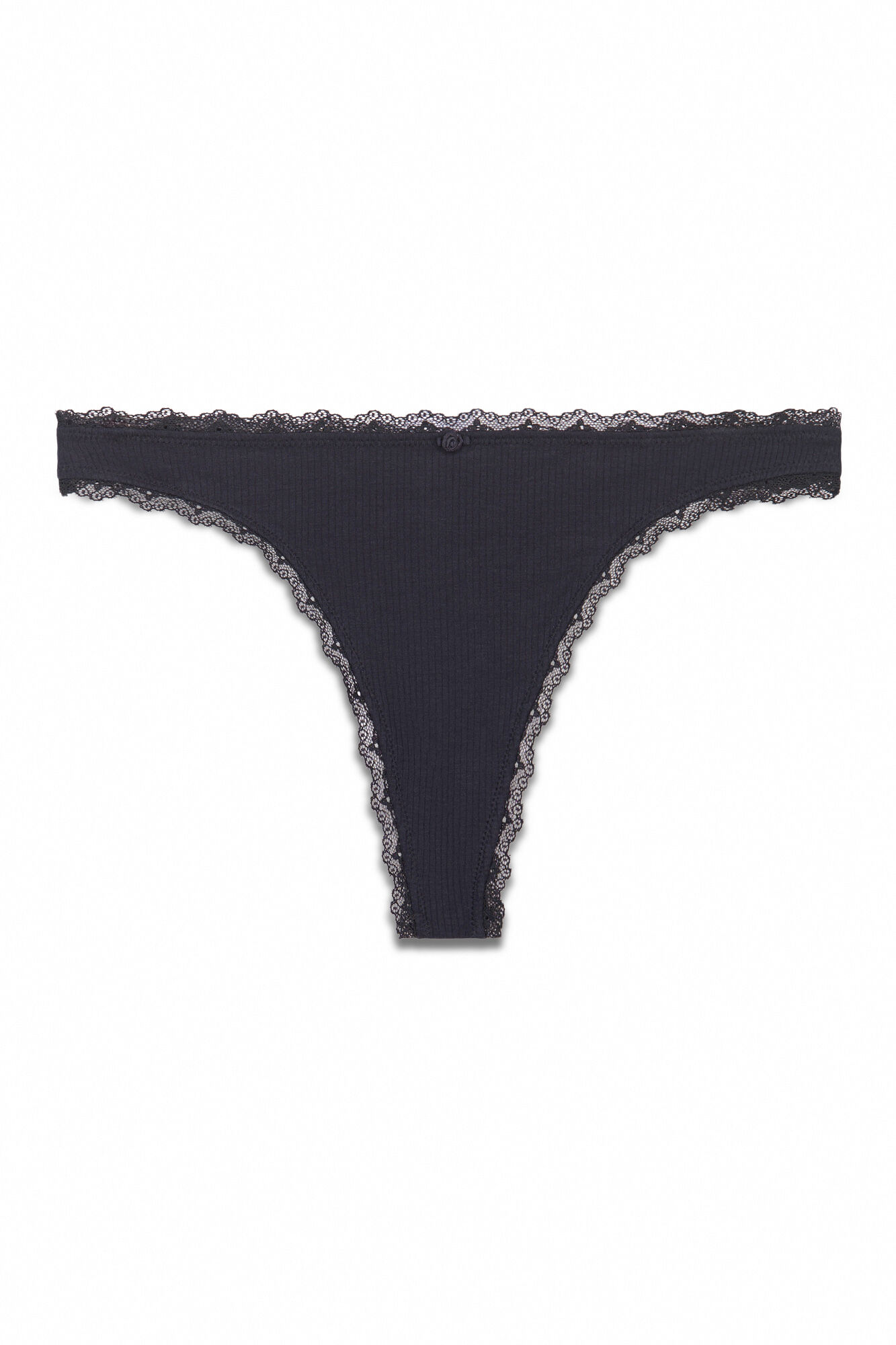 Women'secret Crne pamučne rebraste tanga gaćice