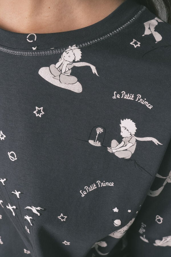 Women'secret Siva 100% pamučna duga pidžama El Principito Siva