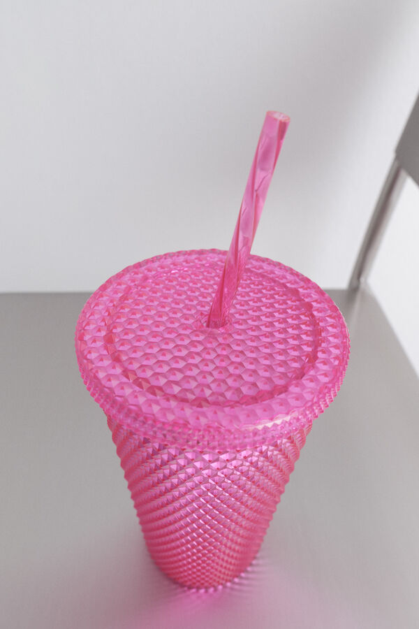 HI&BYE Copo de pl&aacute;stico com canudo e vinho integrados vermelho